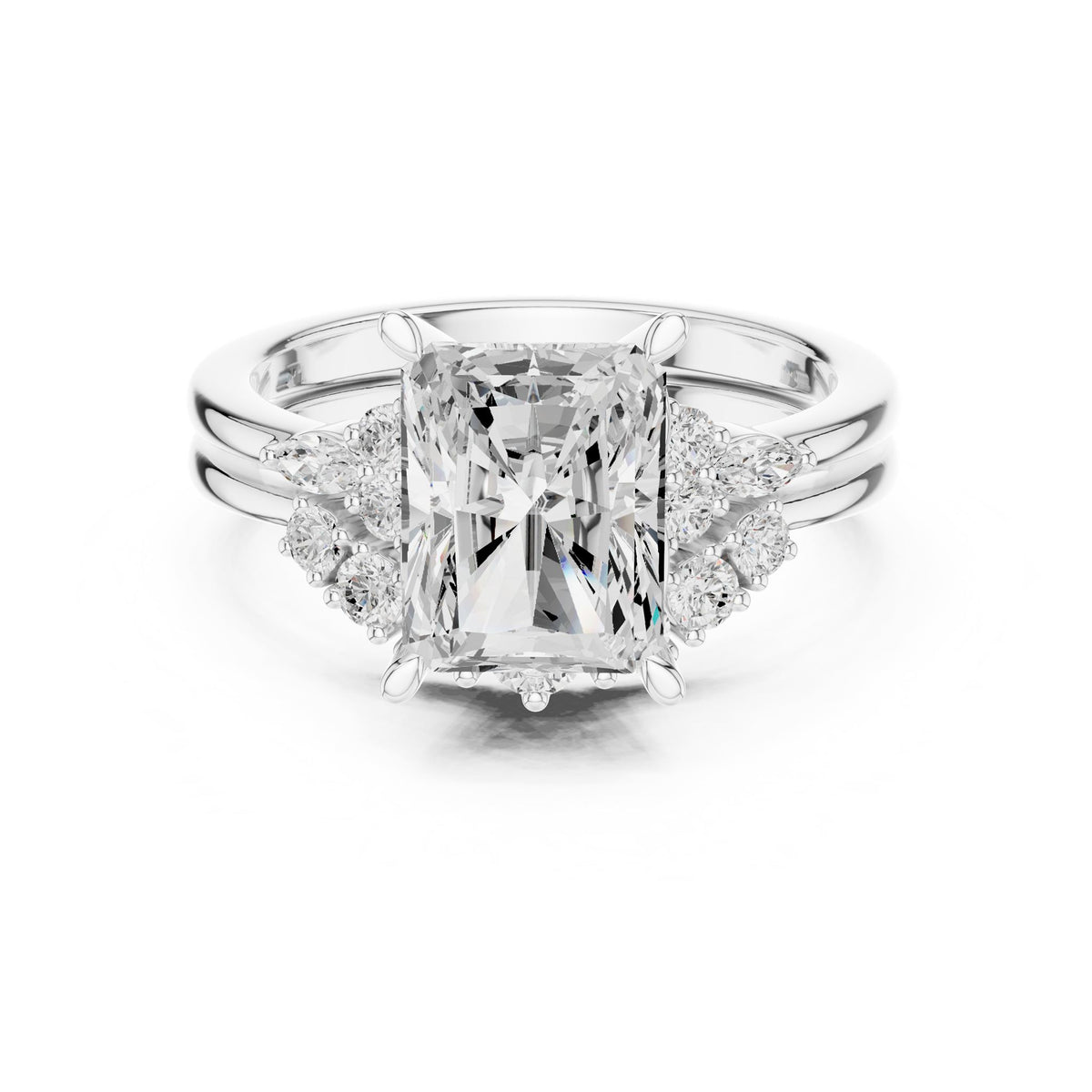 Radiant Accented Lab Grown Diamond Engagement Ring