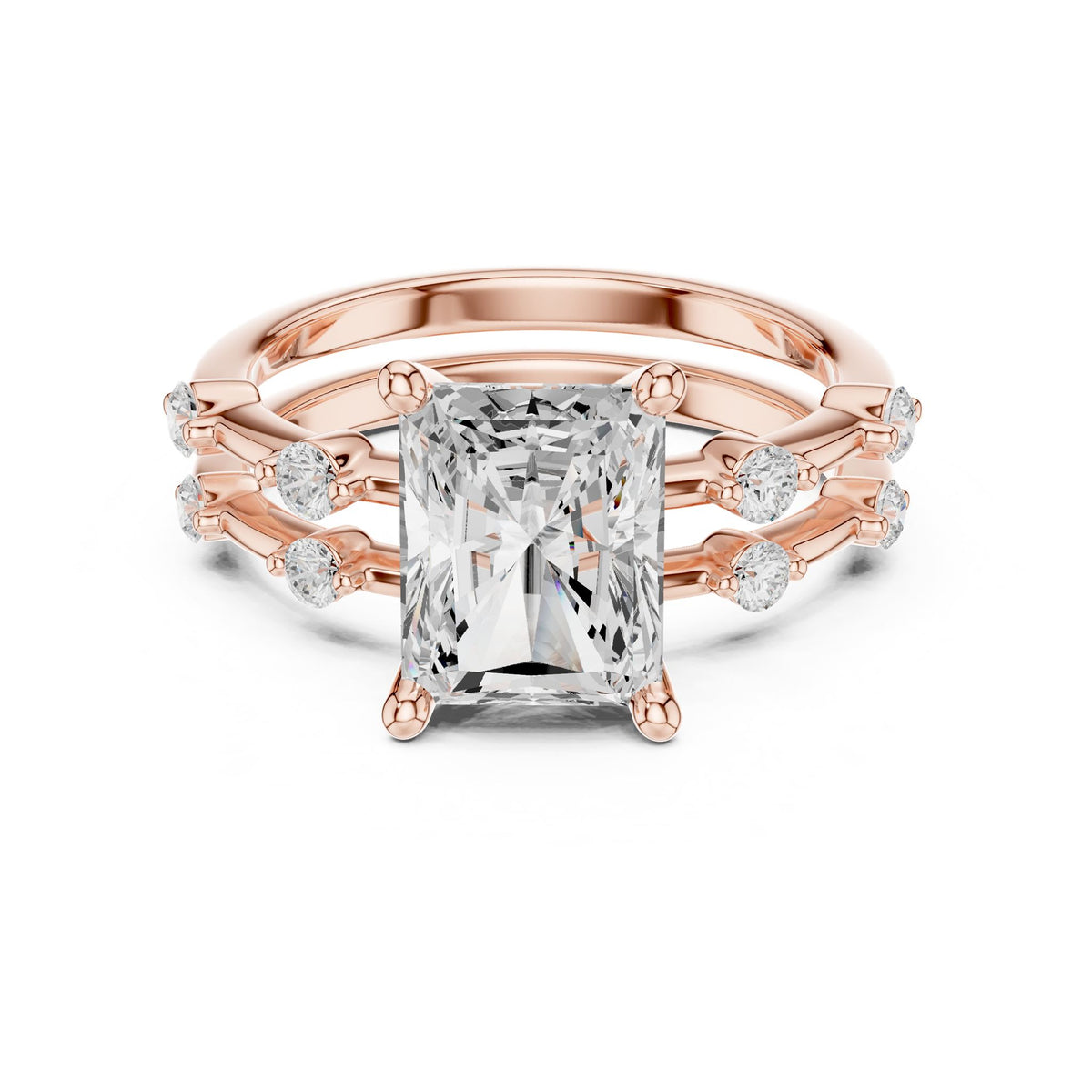 Radiant Accented Lab Grown Diamond Engagement Ring