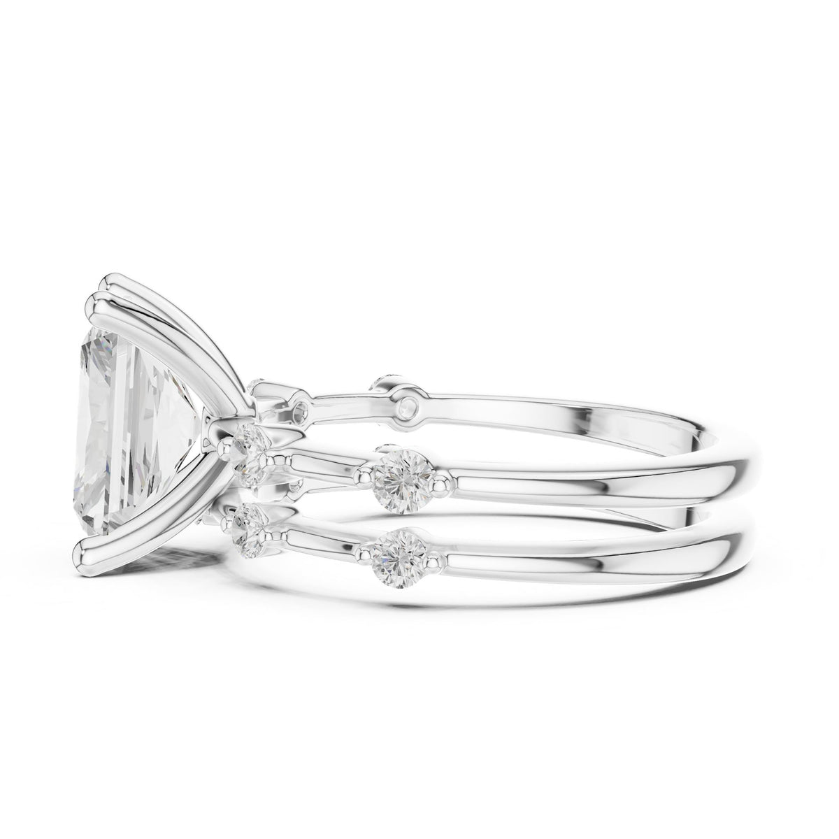 Radiant Accented Lab Grown Diamond Engagement Ring