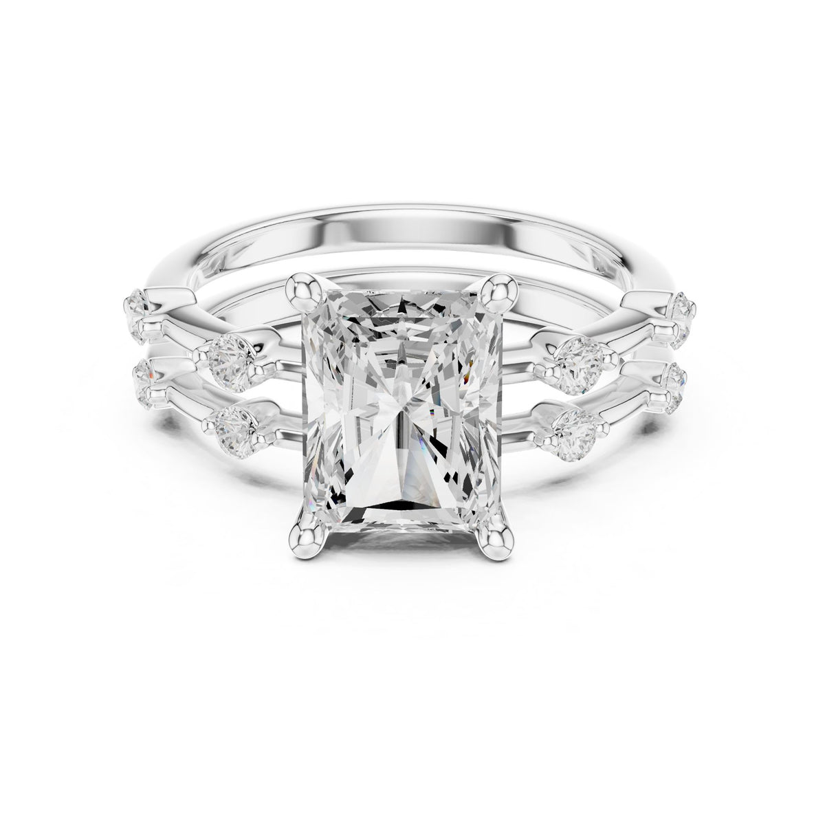 Radiant Accented Lab Grown Diamond Engagement Ring