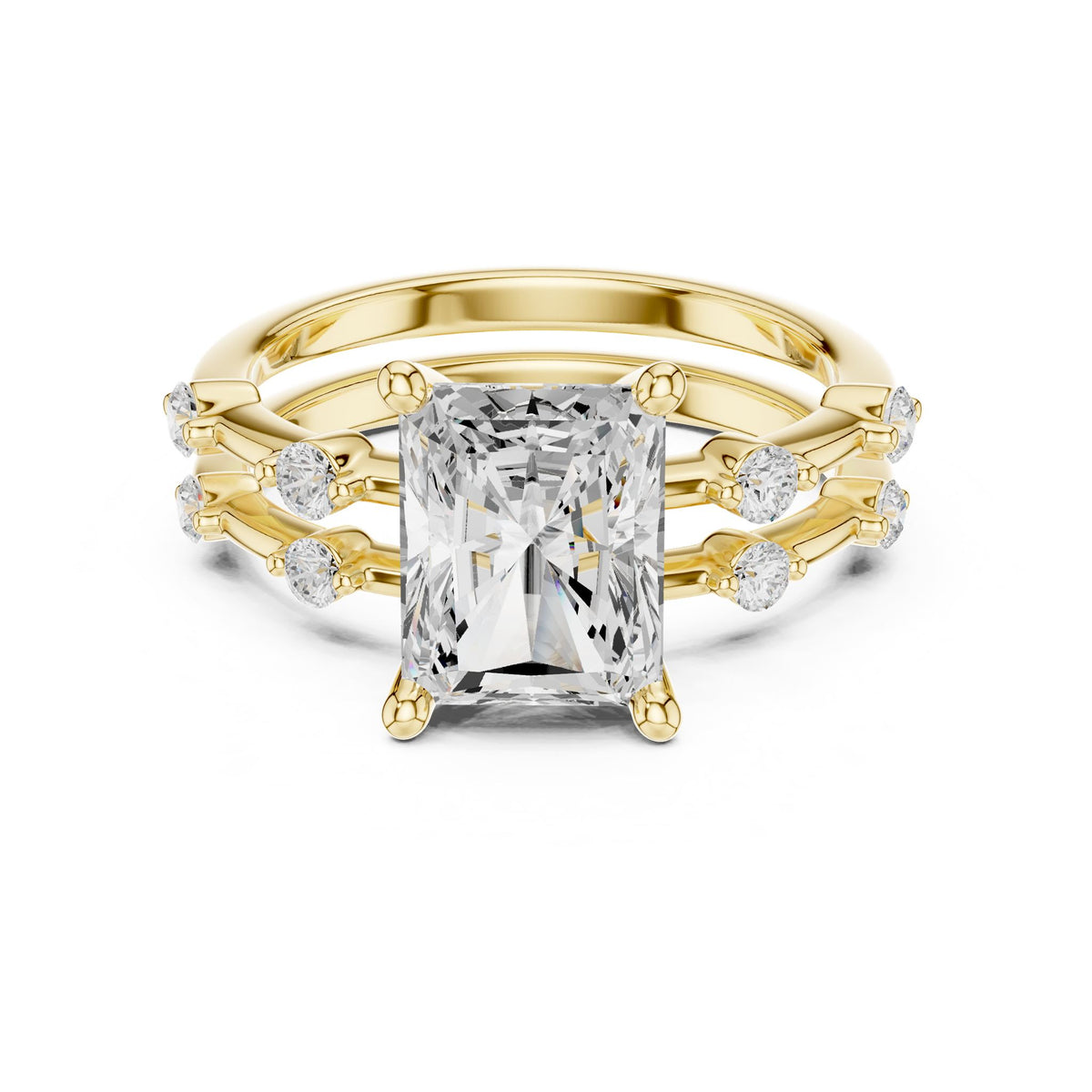Radiant Accented Lab Grown Diamond Engagement Ring
