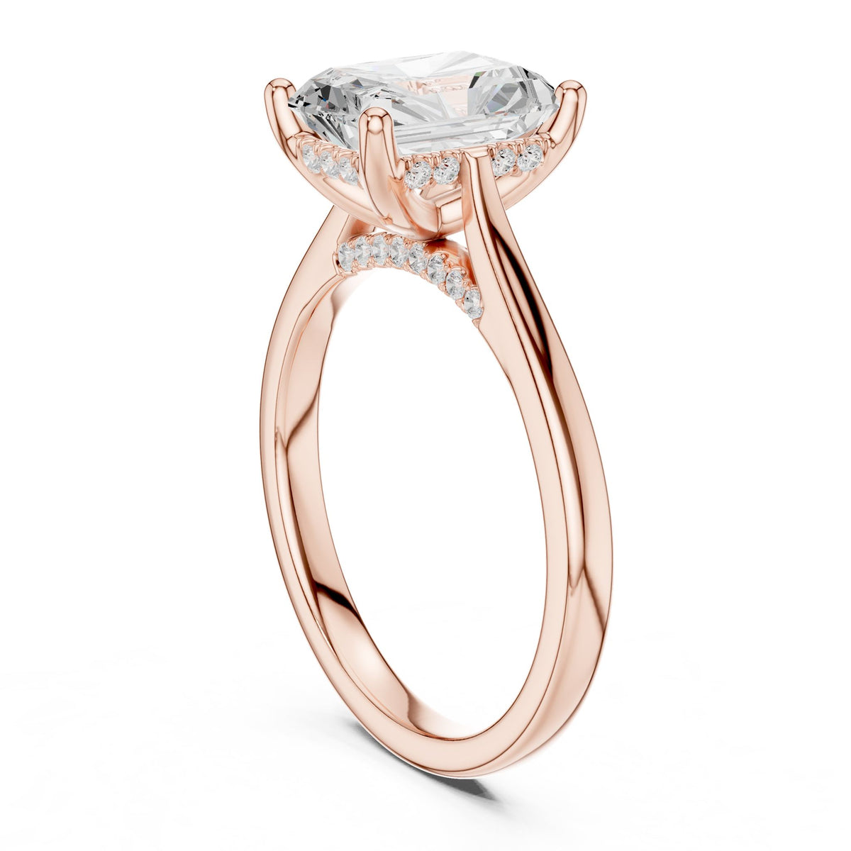 Radiant Accented Lab Grown Diamond Engagement Ring