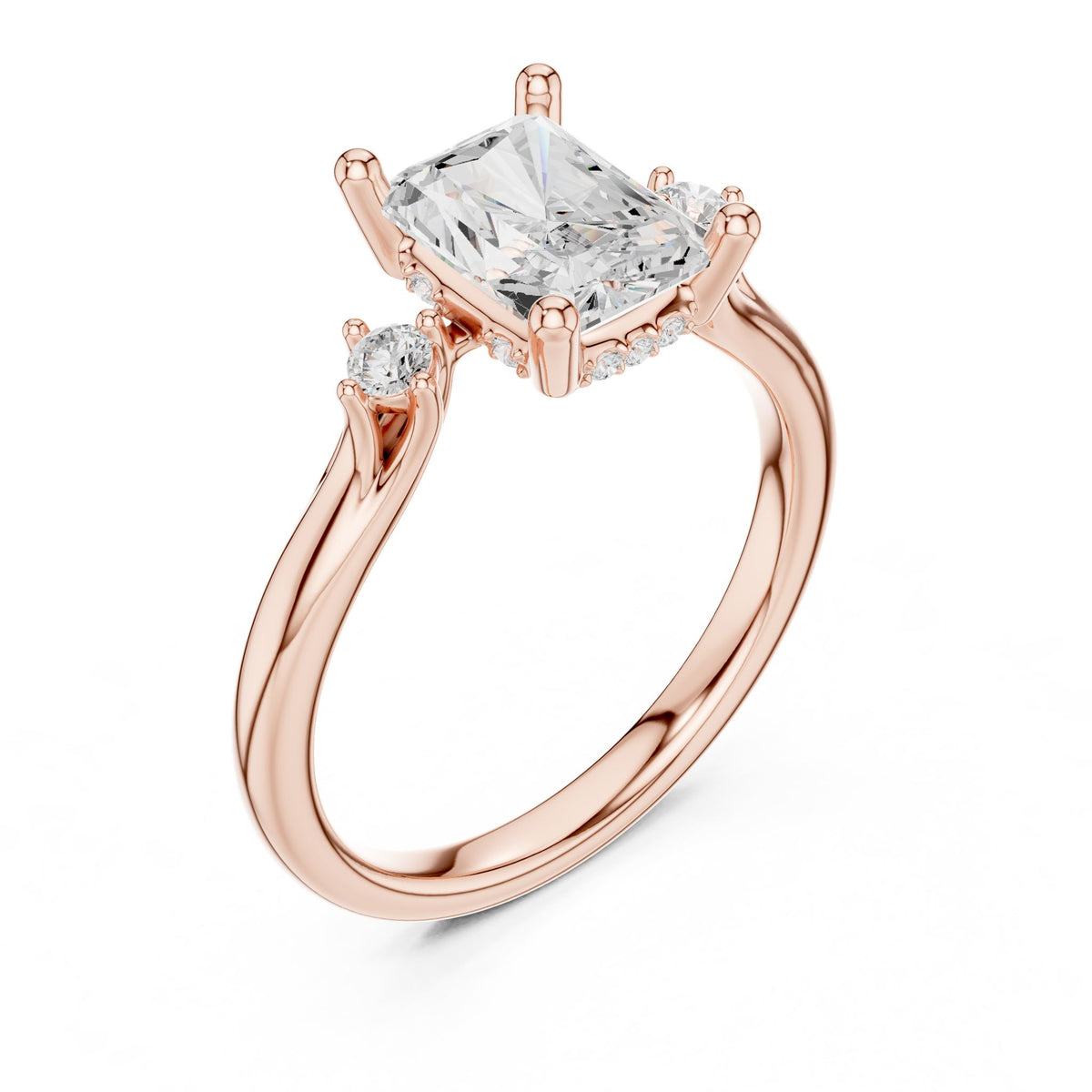 Radiant Accented Lab Grown Diamond Engagement Ring