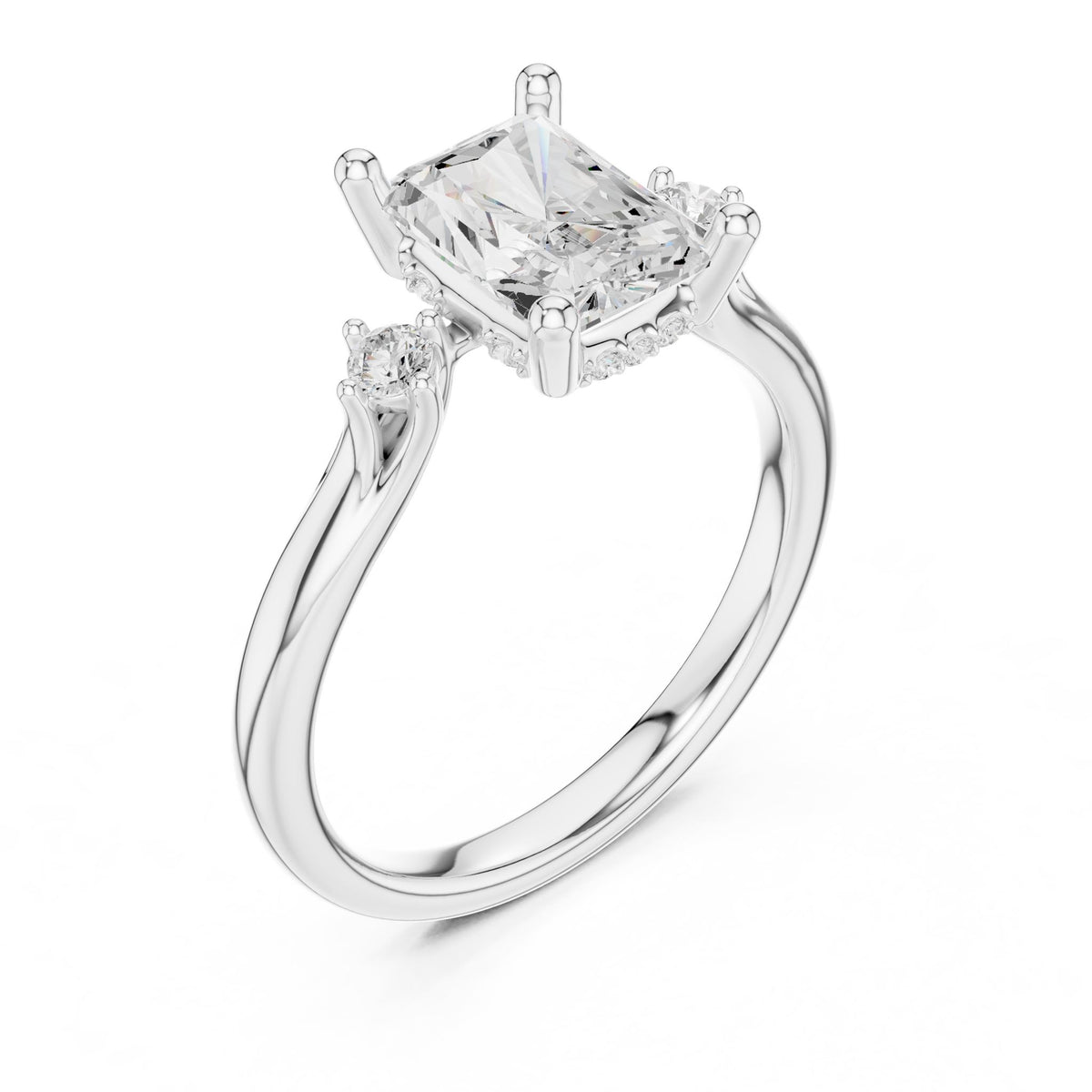 Radiant Accented Lab Grown Diamond Engagement Ring