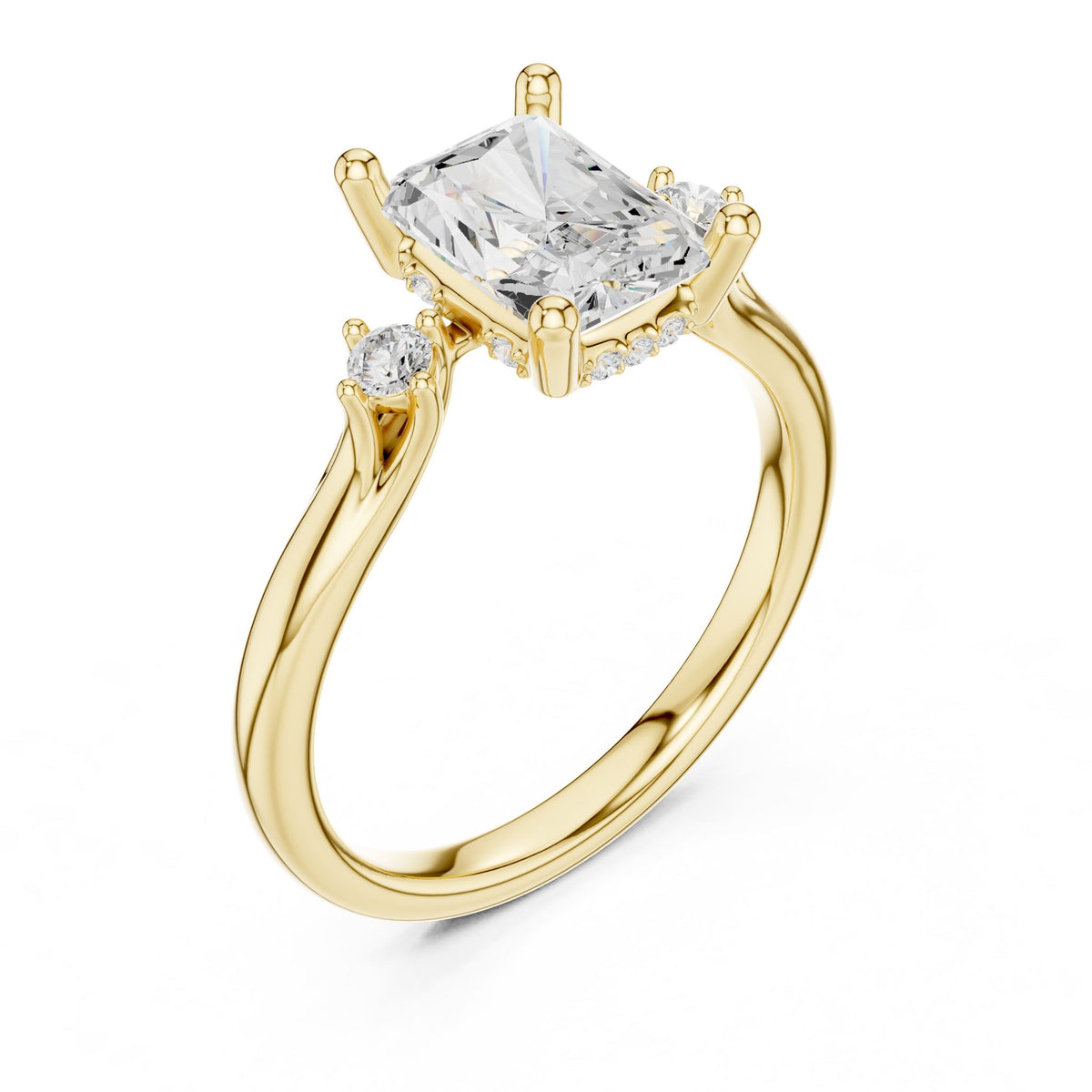 Radiant Accented Lab Grown Diamond Engagement Ring