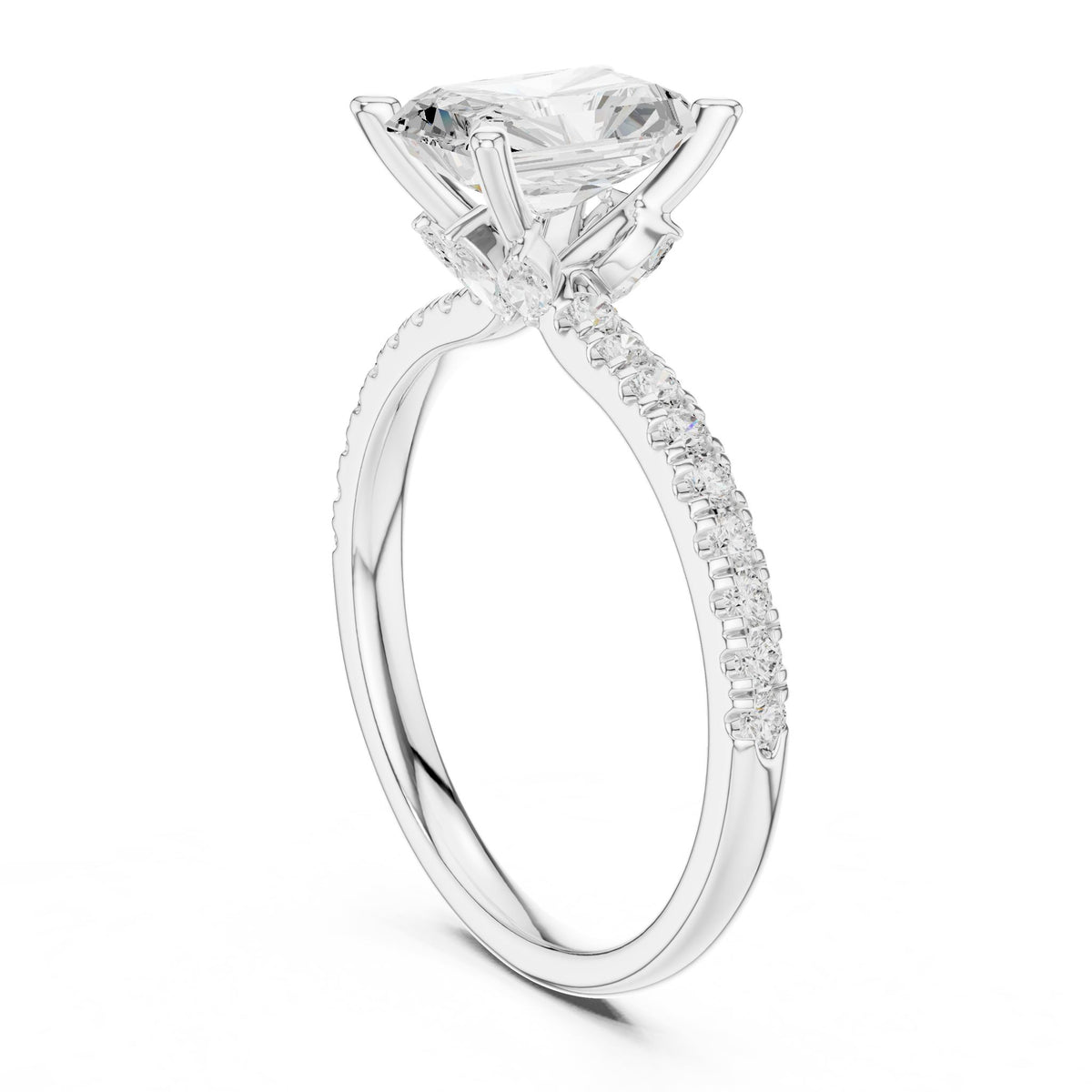 Radiant Accented Lab Grown Diamond Engagement Ring