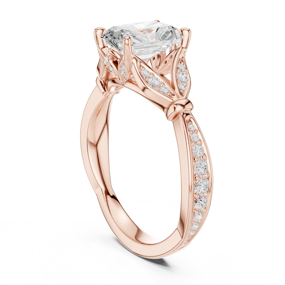 Radiant Accented Lab Grown Diamond Engagement Ring