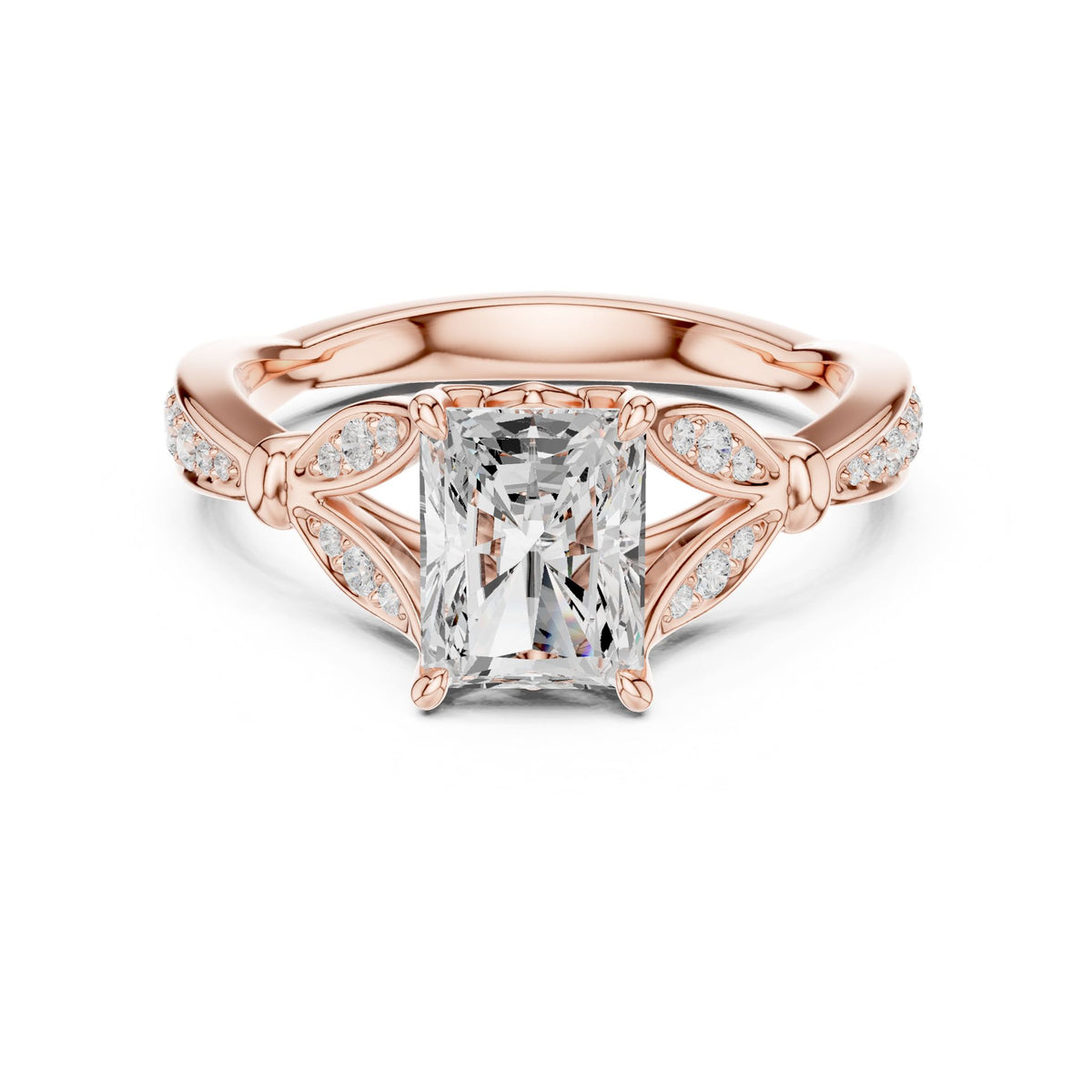 Radiant Accented Lab Grown Diamond Engagement Ring