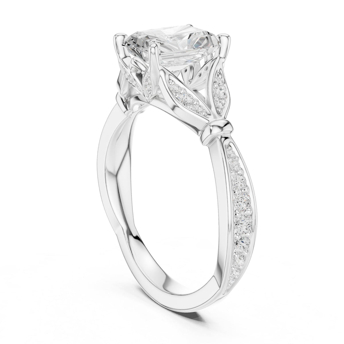 Radiant Accented Lab Grown Diamond Engagement Ring