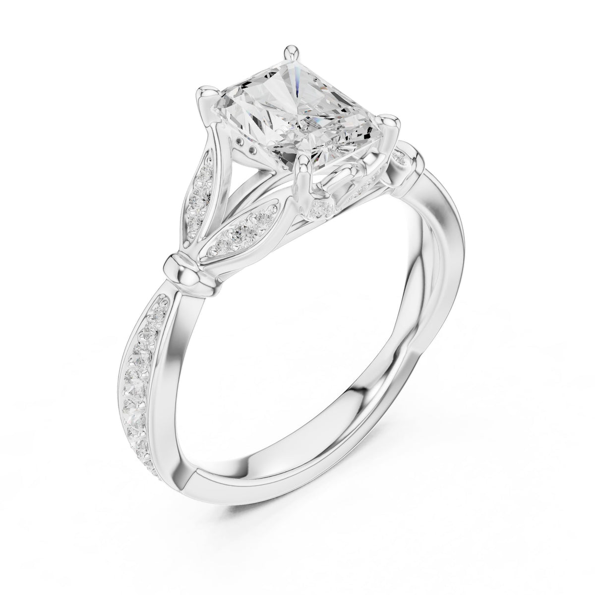 Radiant Accented Lab Grown Diamond Engagement Ring