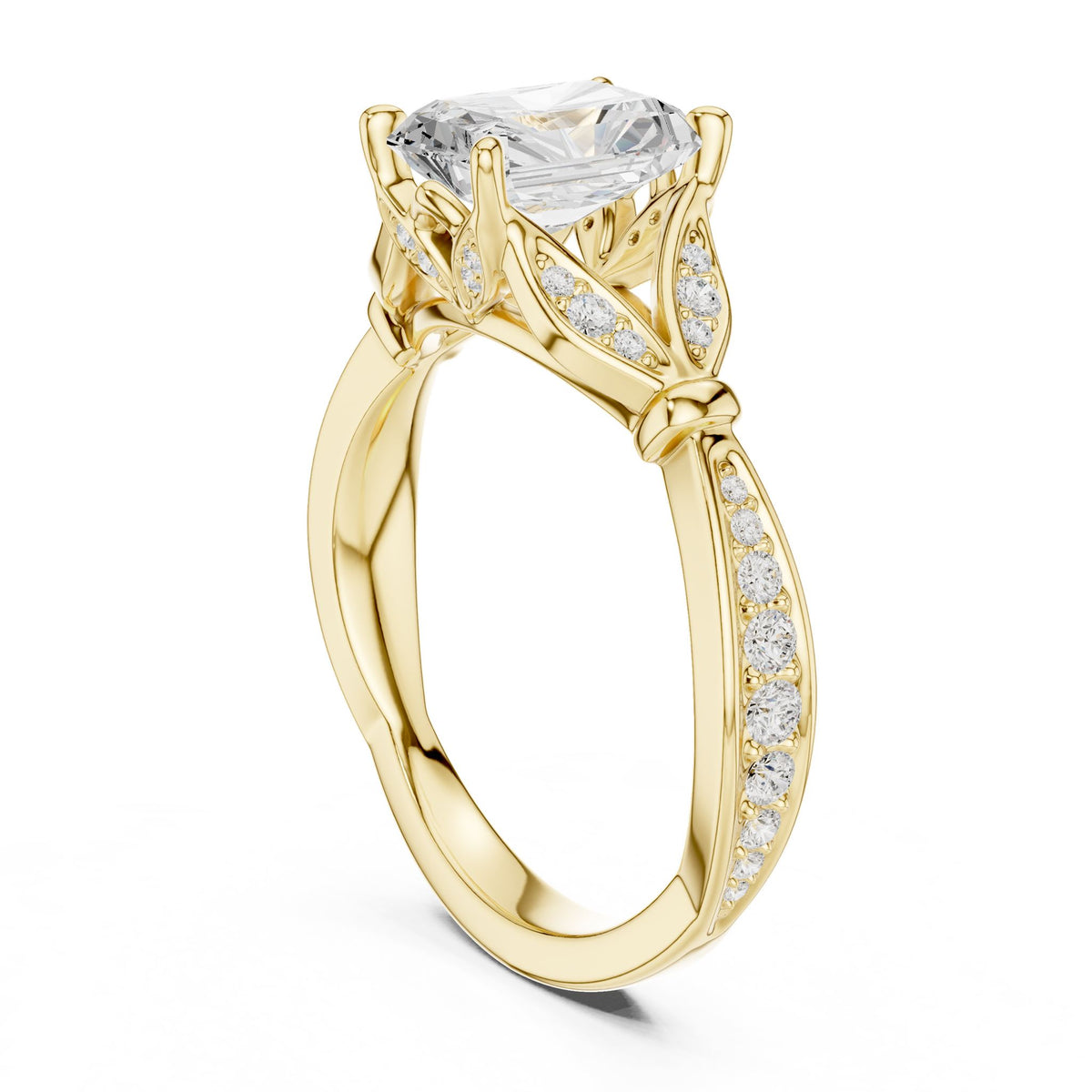Radiant Accented Lab Grown Diamond Engagement Ring