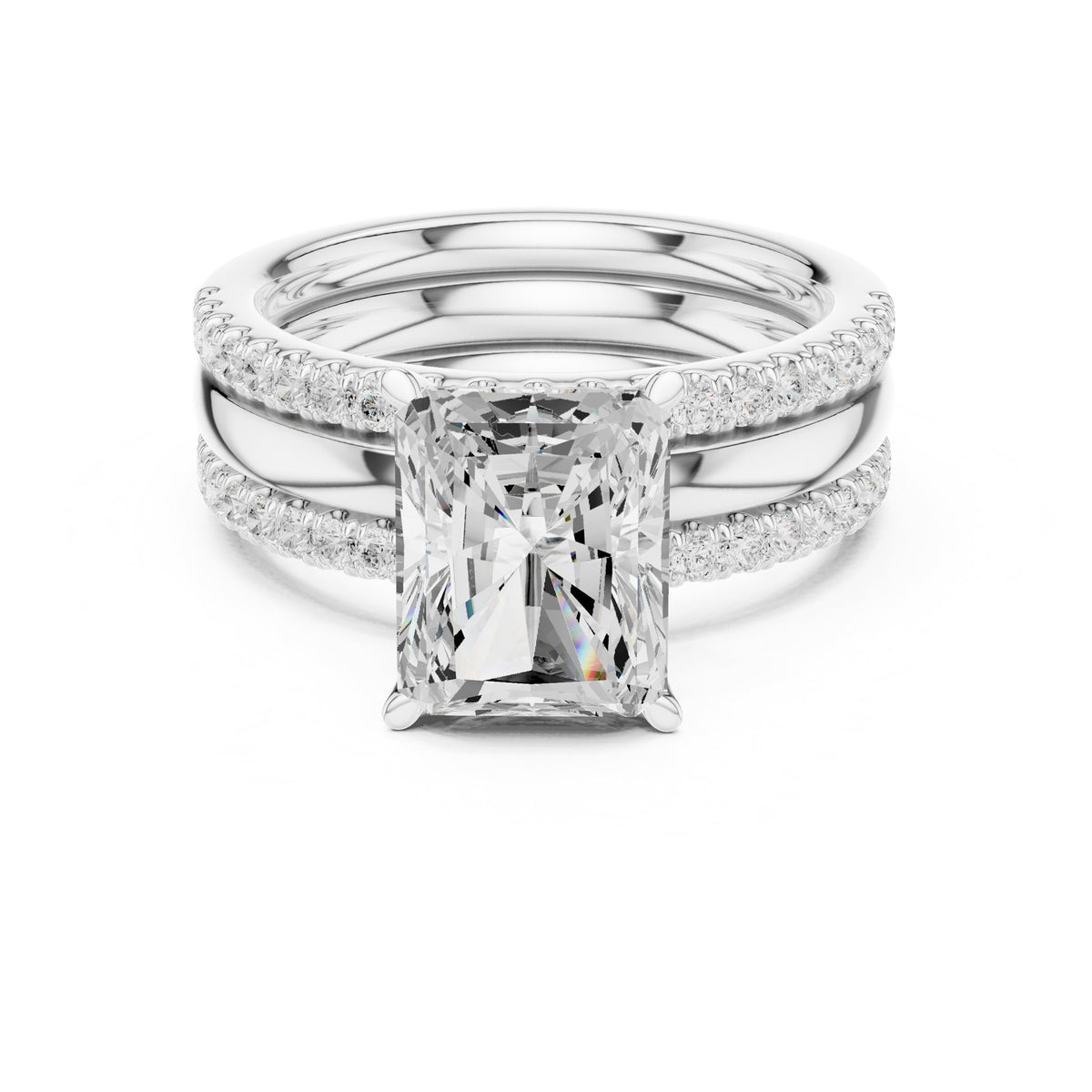 Radiant Accented Lab Grown Diamond Engagement Ring
