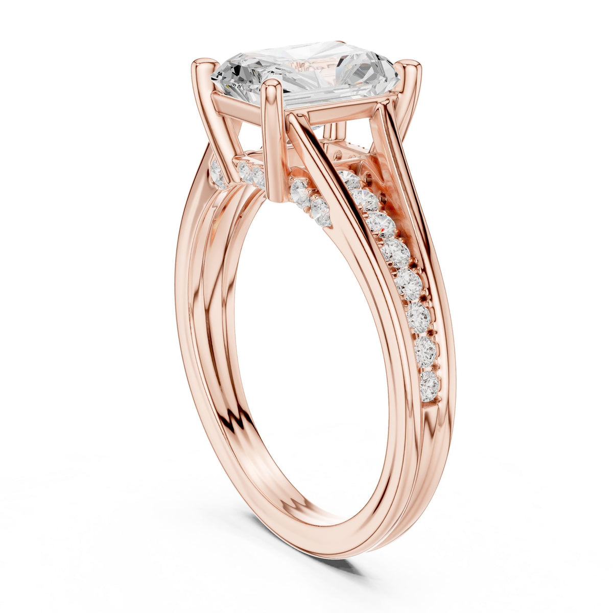 Radiant Accented Lab Grown Diamond Engagement Ring