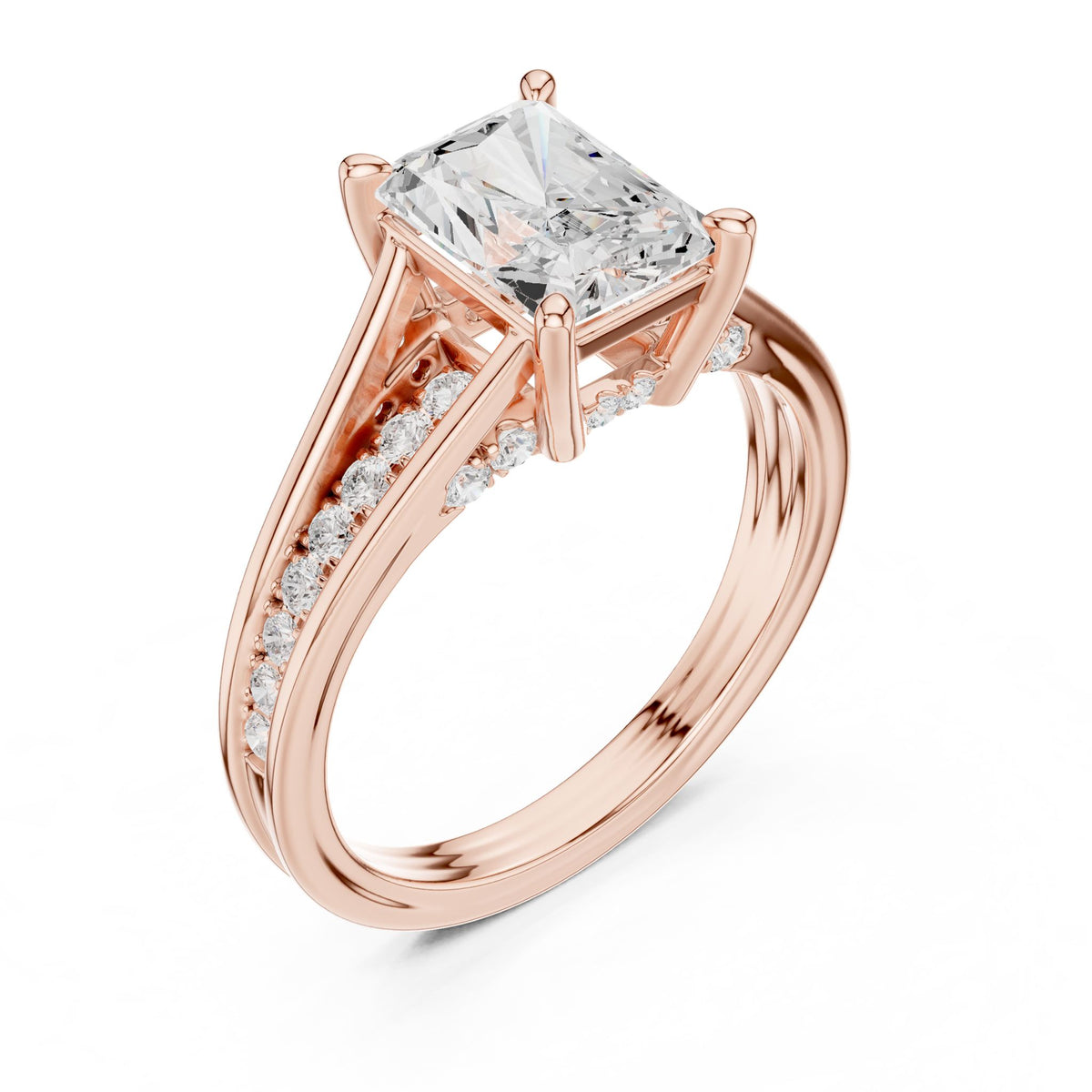 Radiant Accented Lab Grown Diamond Engagement Ring