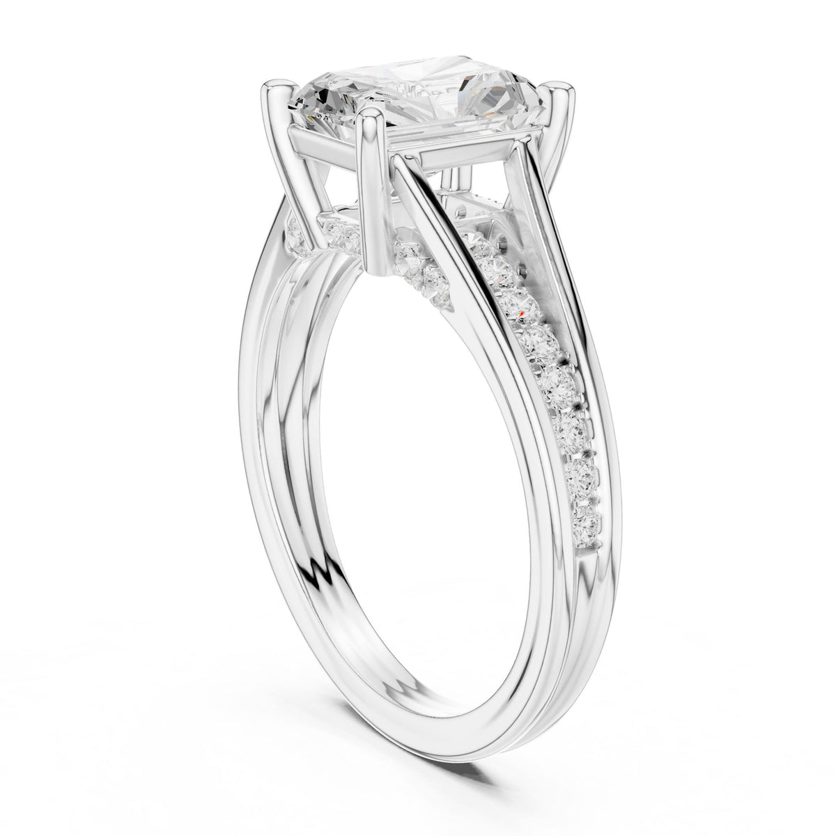 Radiant Accented Lab Grown Diamond Engagement Ring