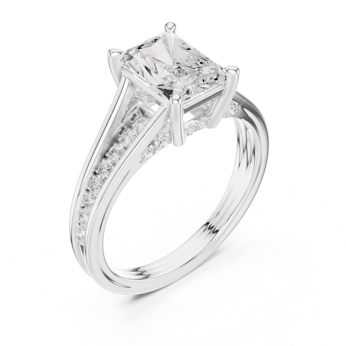 Radiant Accented Lab Grown Diamond Engagement Ring