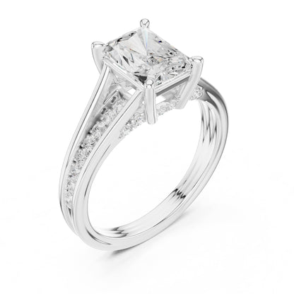 Radiant Accented Lab Grown Diamond Engagement Ring