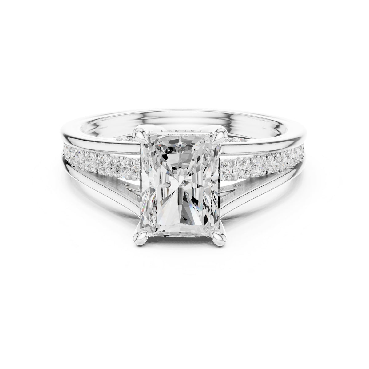 Radiant Accented Lab Grown Diamond Engagement Ring