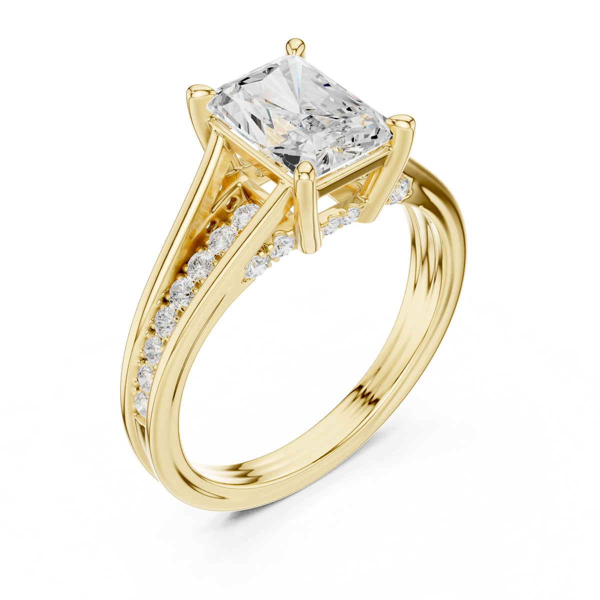 Radiant Accented Lab Grown Diamond Engagement Ring