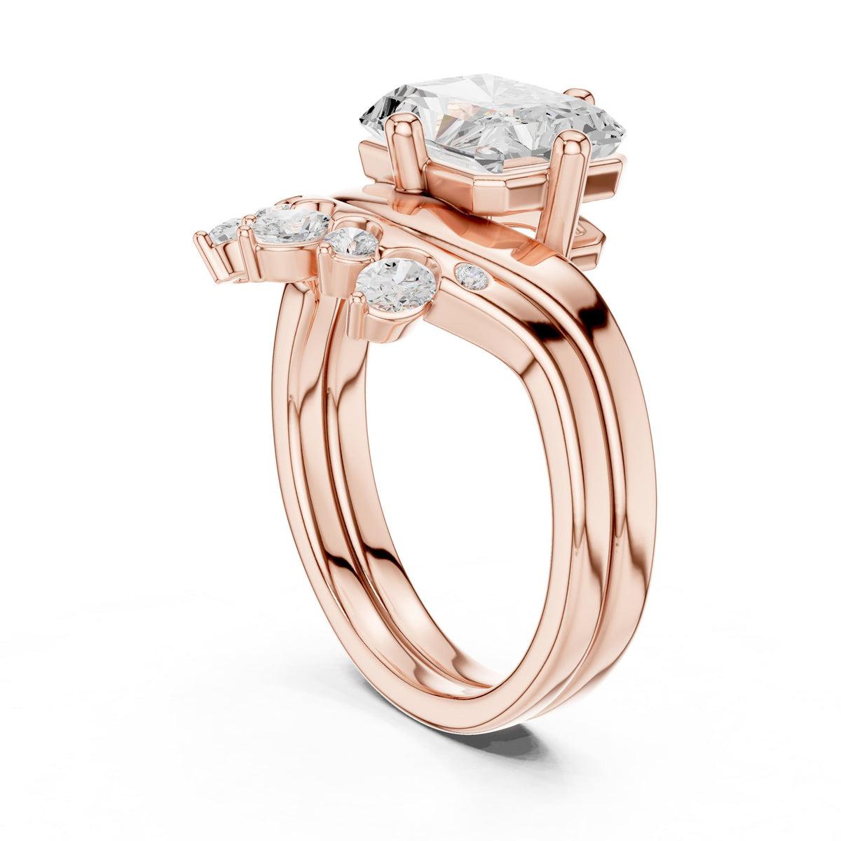 Radiant Accented Lab Grown Diamond Engagement Ring