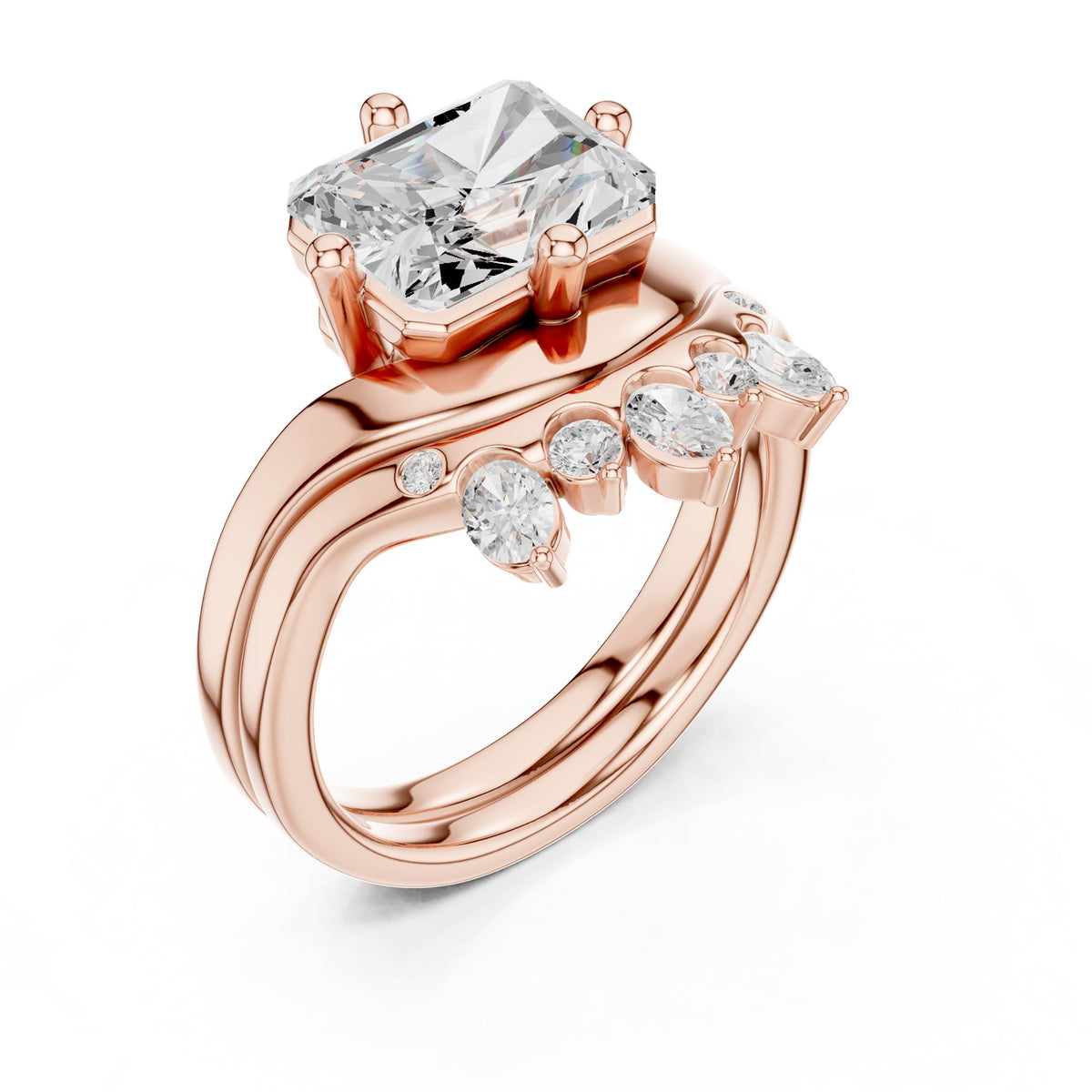 Radiant Accented Lab Grown Diamond Engagement Ring