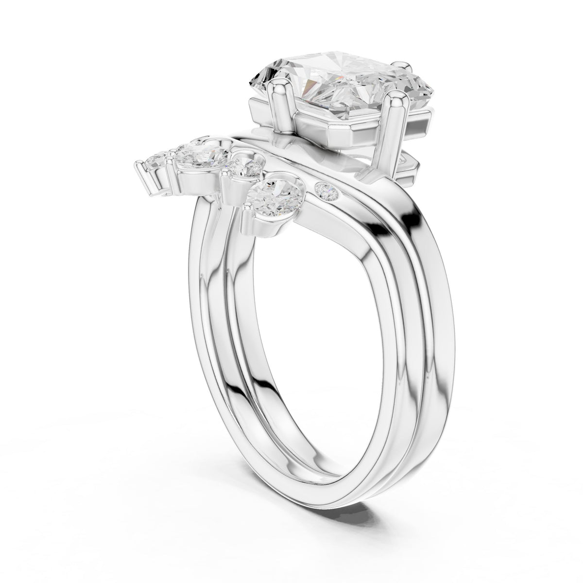 Radiant Accented Lab Grown Diamond Engagement Ring