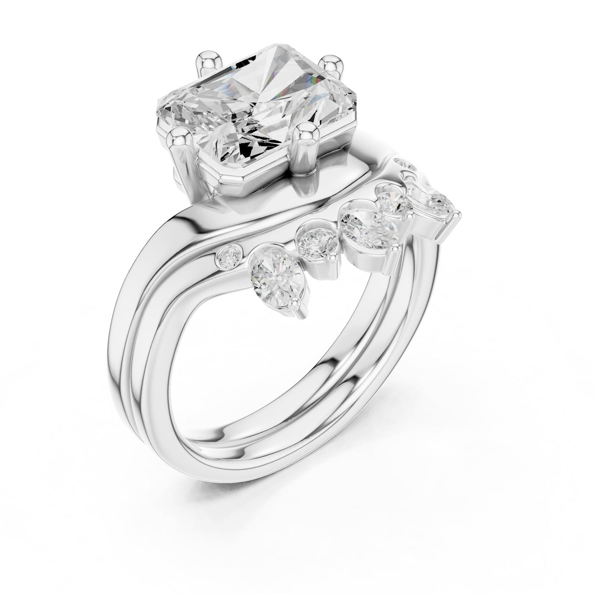 Radiant Accented Lab Grown Diamond Engagement Ring