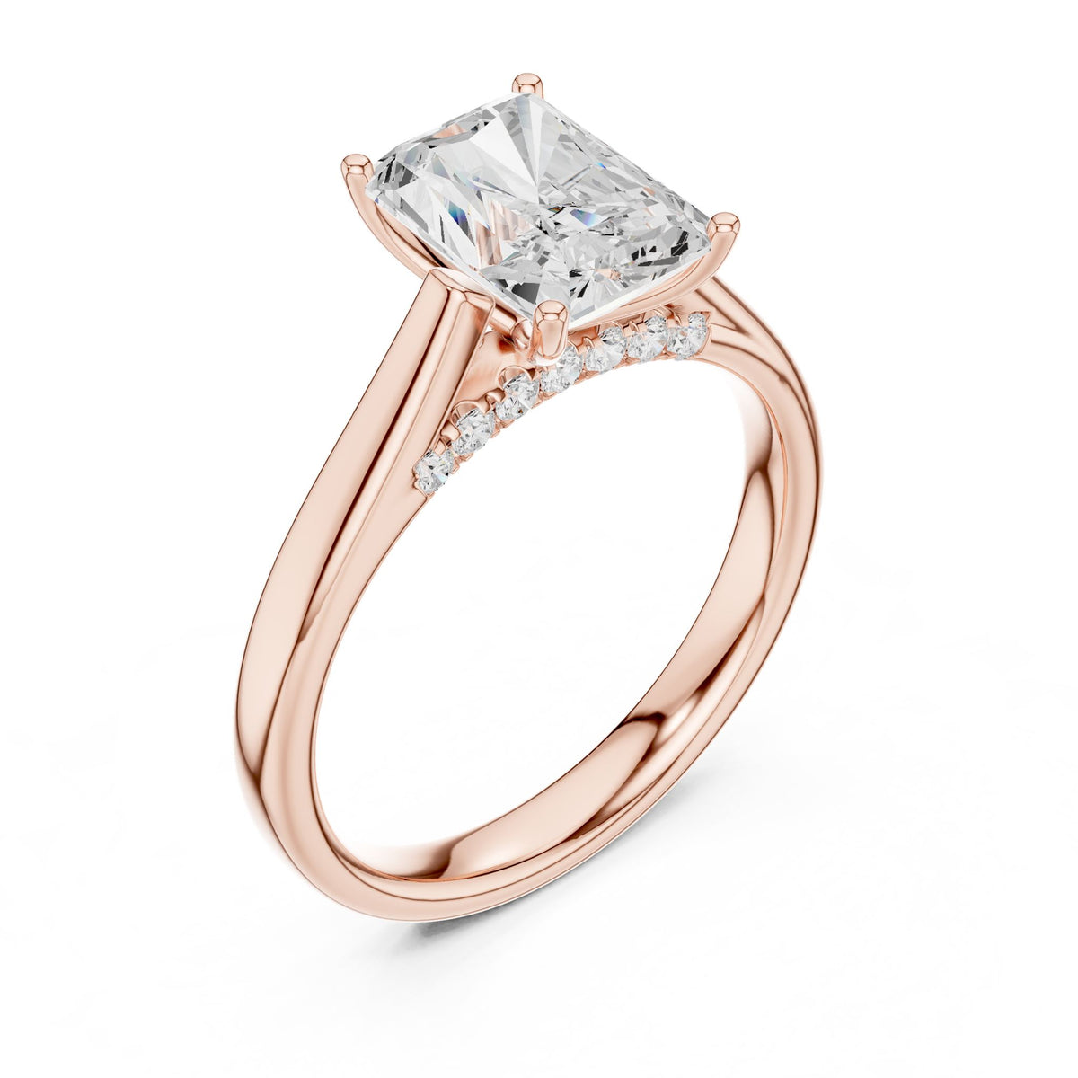 Radiant Accented Lab Grown Diamond Engagement Ring