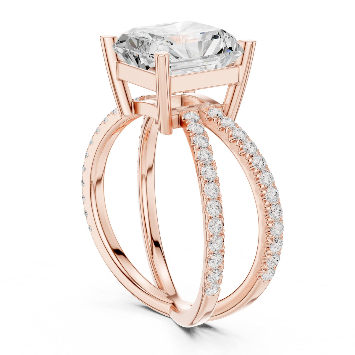 Radiant Accented Lab Grown Diamond Engagement Ring