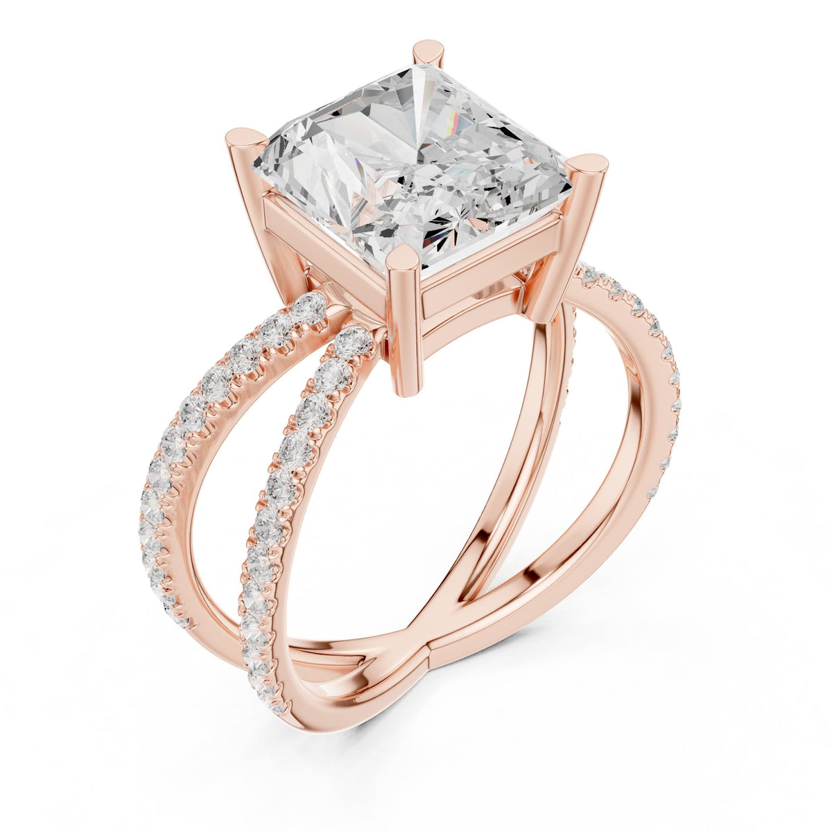 Radiant Accented Lab Grown Diamond Engagement Ring