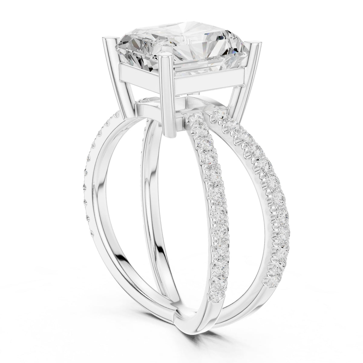 Radiant Accented Lab Grown Diamond Engagement Ring