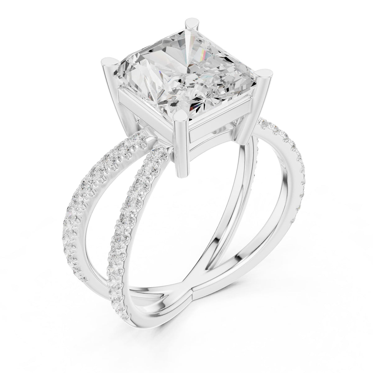 Radiant Accented Lab Grown Diamond Engagement Ring