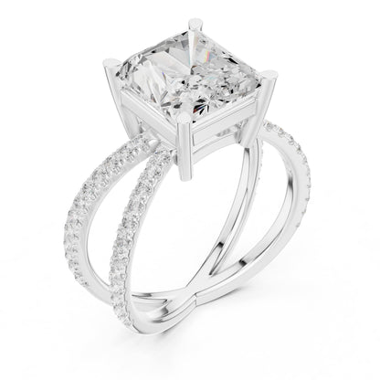 Radiant Accented Lab Grown Diamond Engagement Ring
