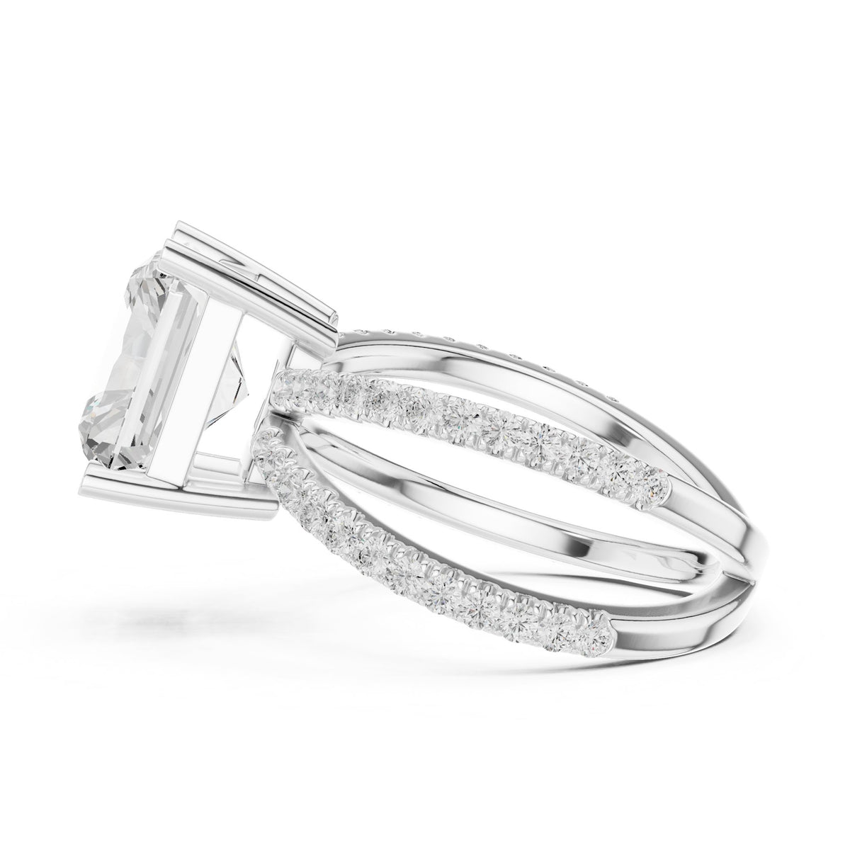 Radiant Accented Lab Grown Diamond Engagement Ring