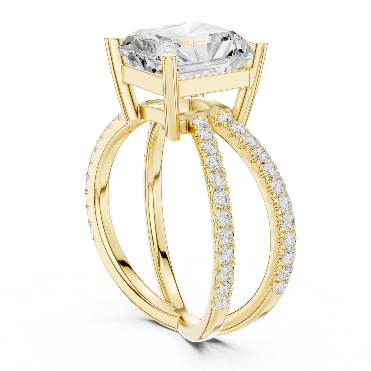 Radiant Accented Lab Grown Diamond Engagement Ring