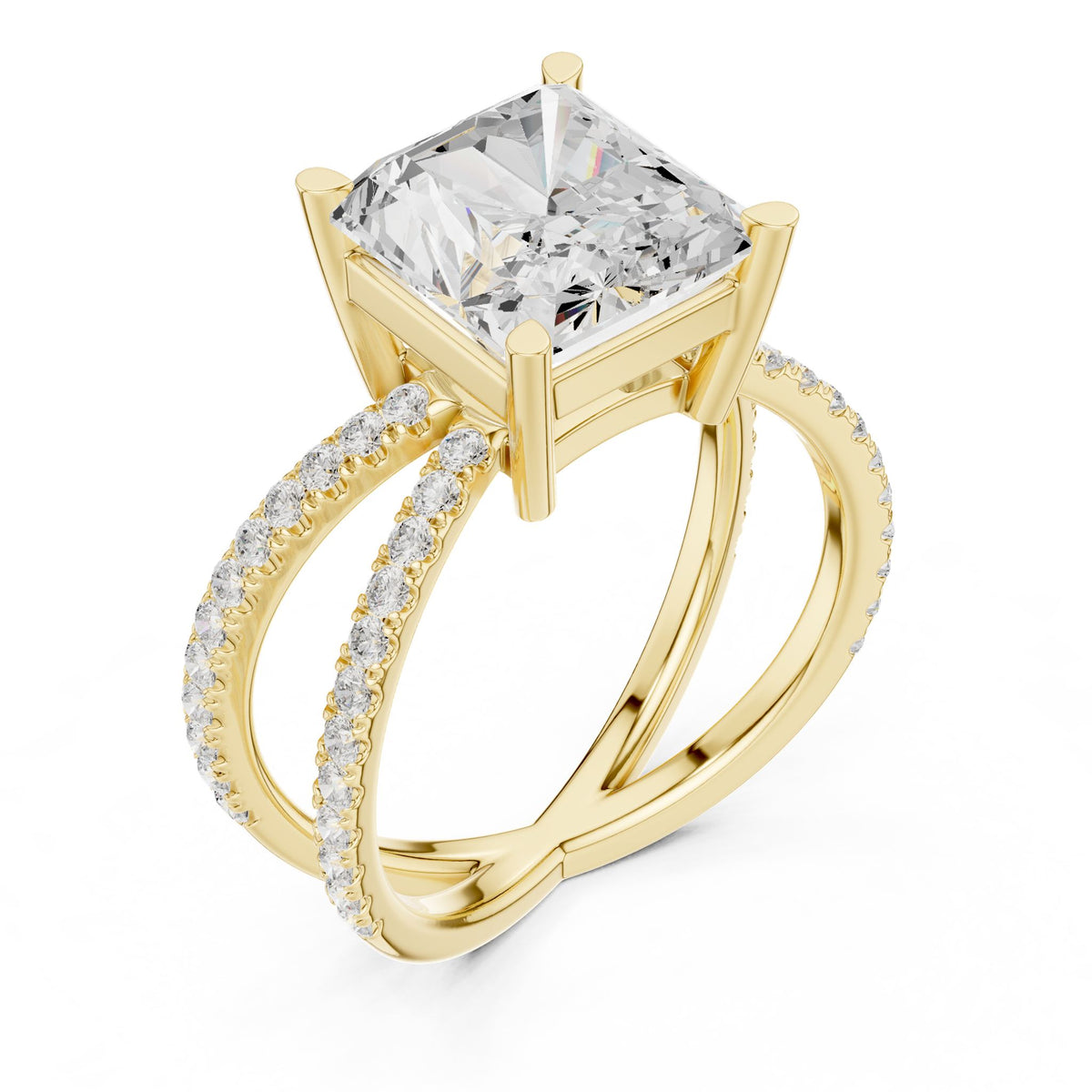 Radiant Accented Lab Grown Diamond Engagement Ring