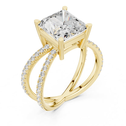 Radiant Accented Lab Grown Diamond Engagement Ring