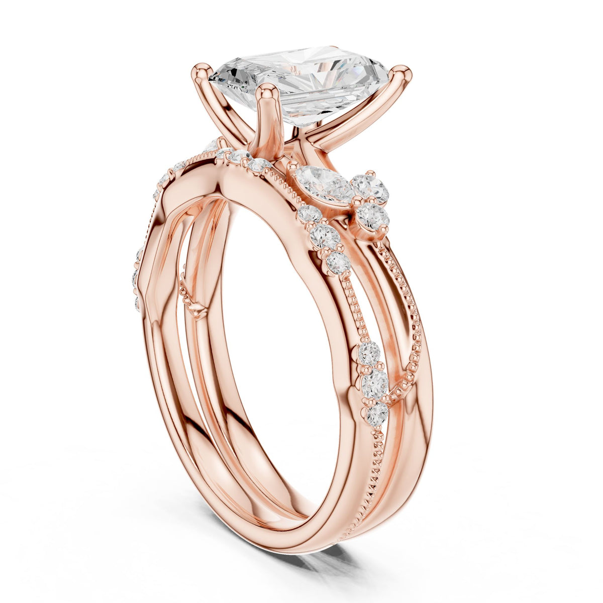 Radiant Accented Lab Grown Diamond Engagement Ring