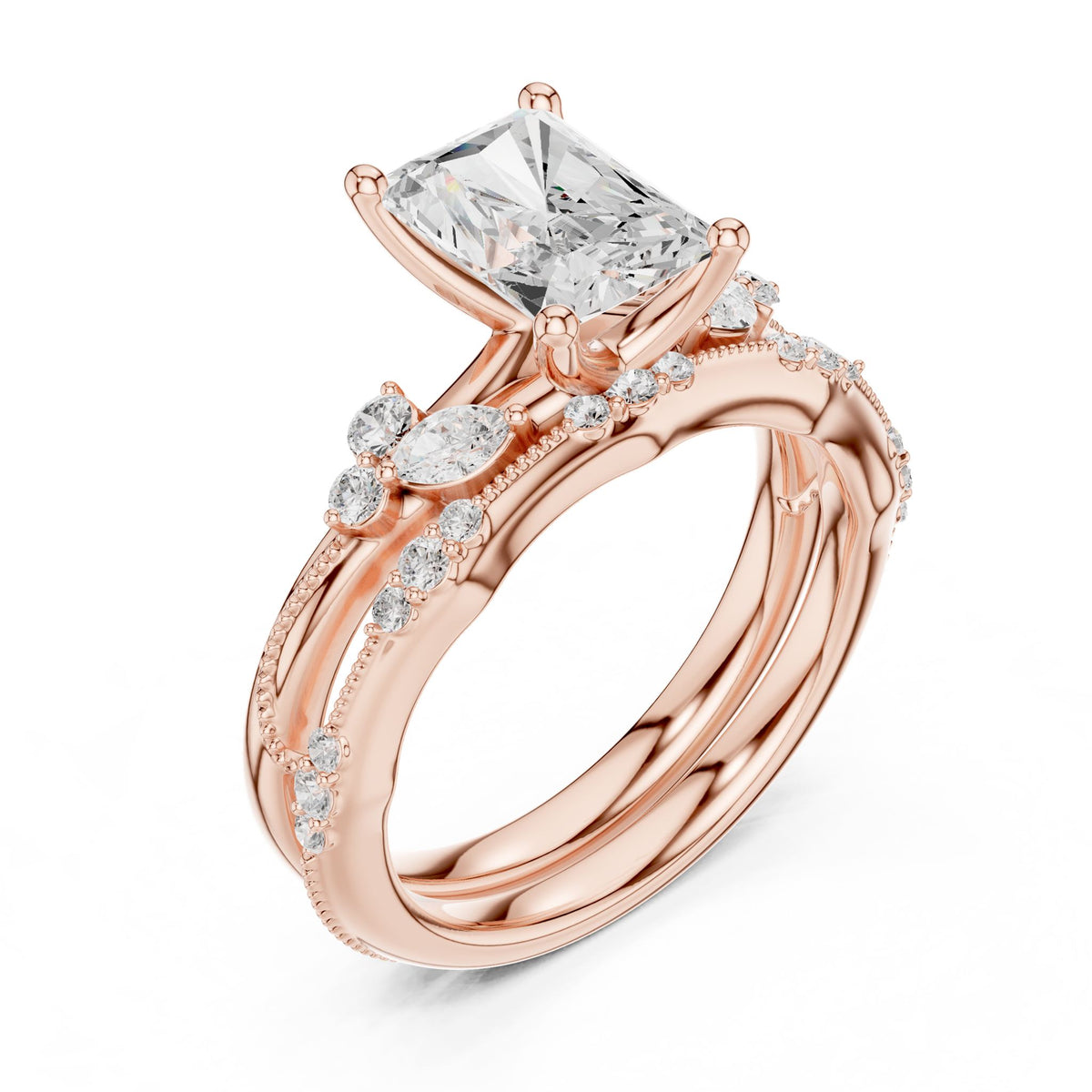 Radiant Accented Lab Grown Diamond Engagement Ring