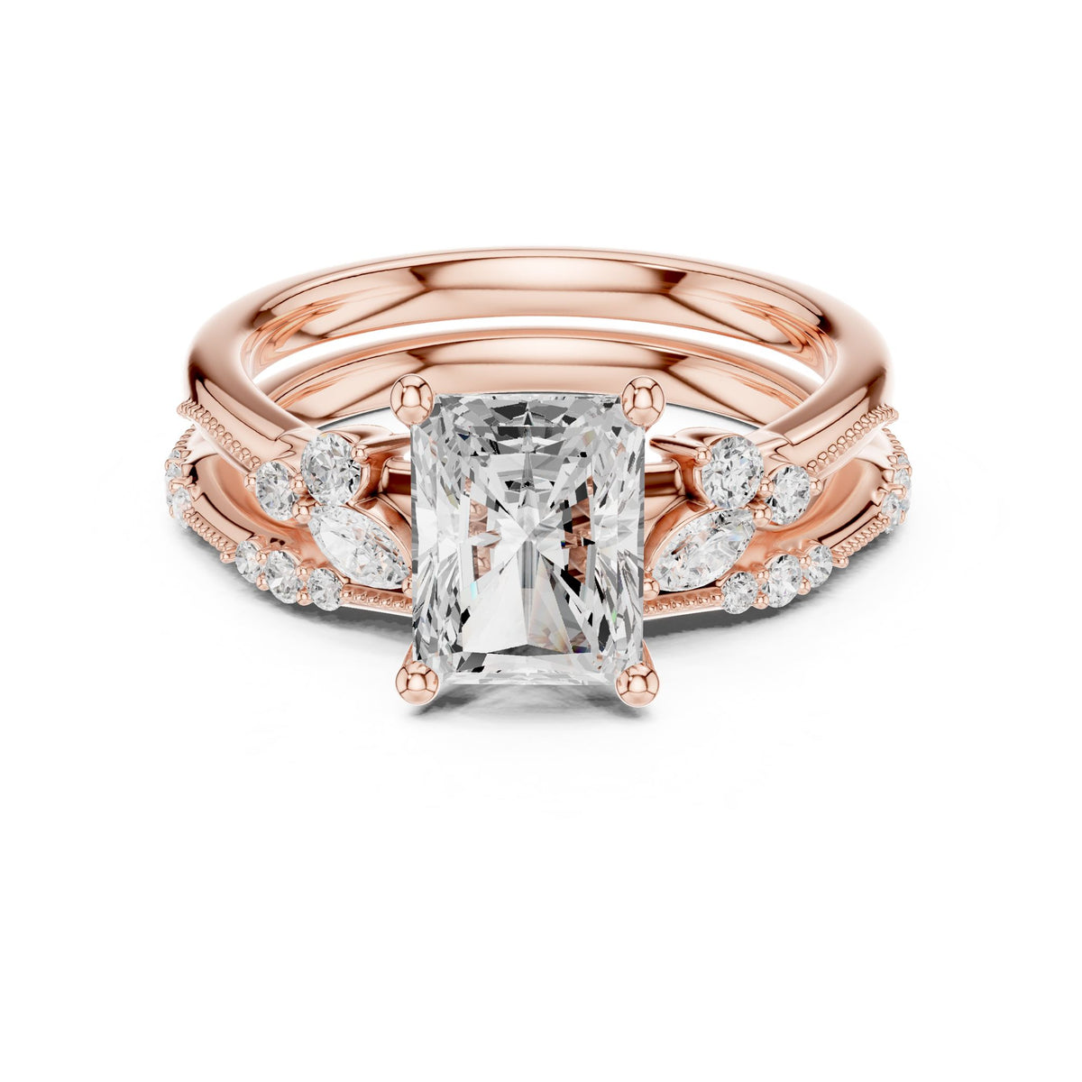 Radiant Accented Lab Grown Diamond Engagement Ring