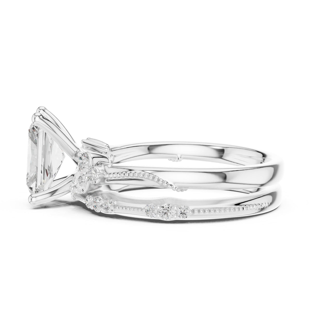 Radiant Accented Lab Grown Diamond Engagement Ring