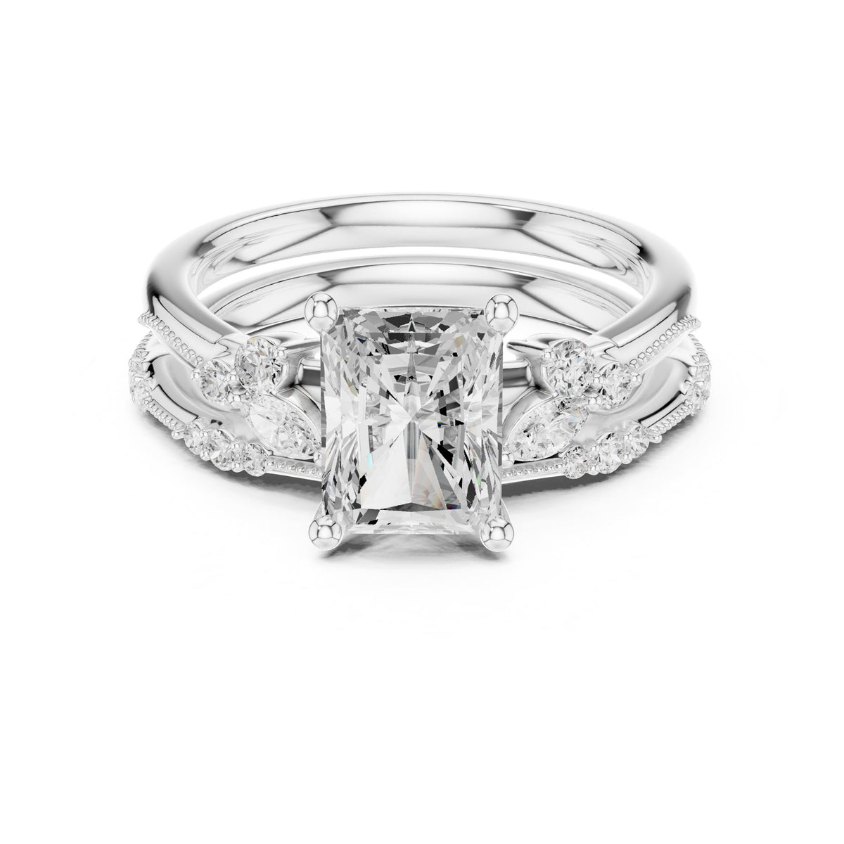 Radiant Accented Lab Grown Diamond Engagement Ring
