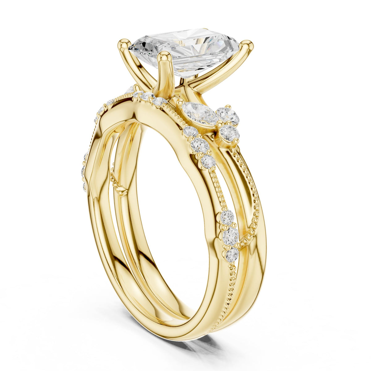 Radiant Accented Lab Grown Diamond Engagement Ring