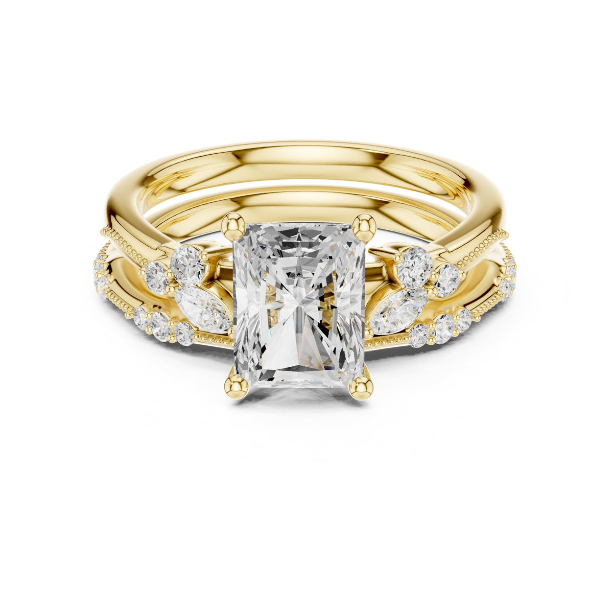 Radiant Accented Lab Grown Diamond Engagement Ring