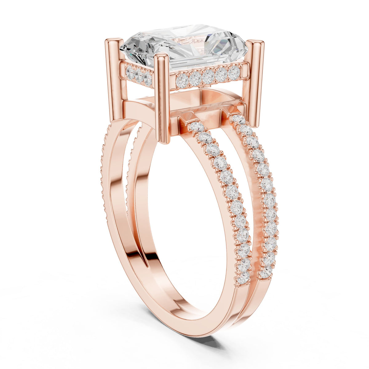 Radiant Accented Lab Grown Diamond Engagement Ring