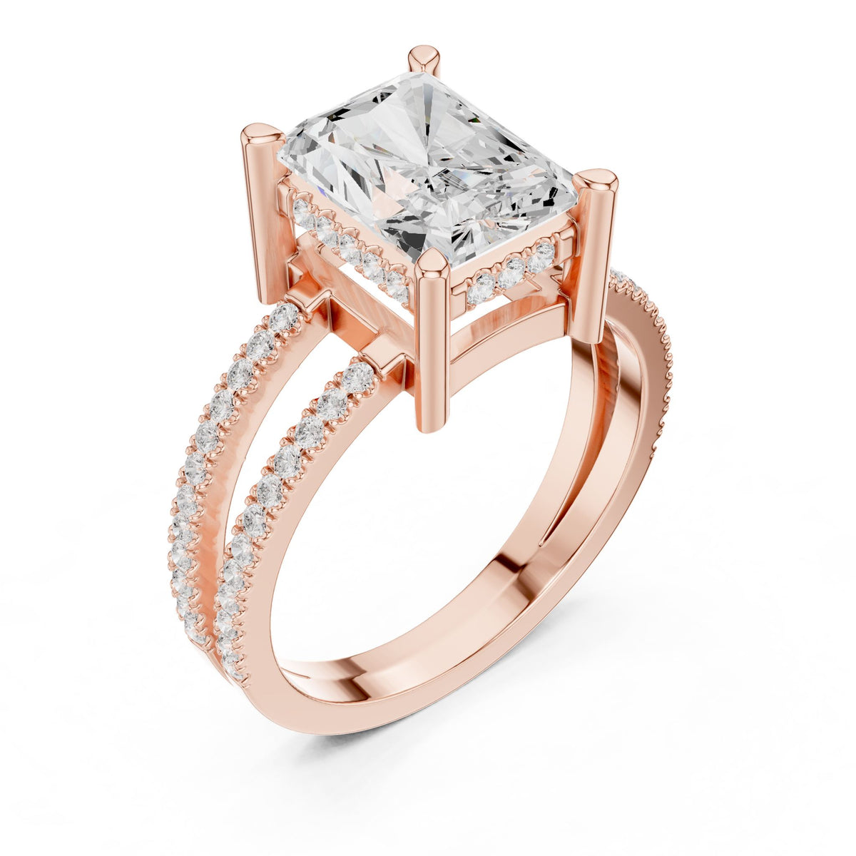 Radiant Accented Lab Grown Diamond Engagement Ring