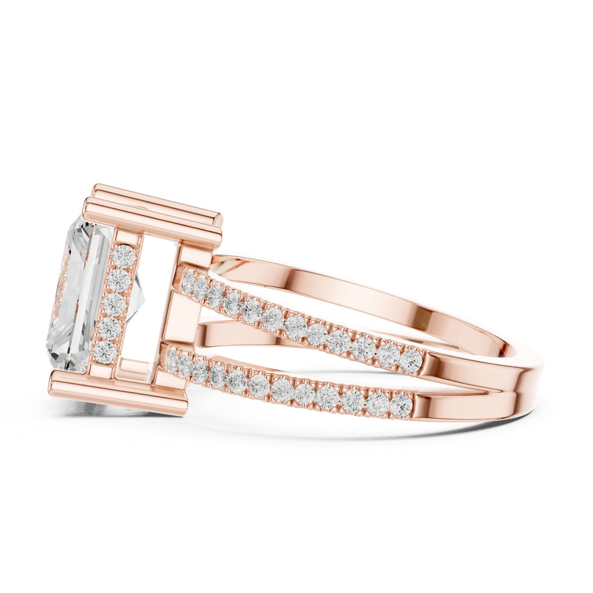 Radiant Accented Lab Grown Diamond Engagement Ring