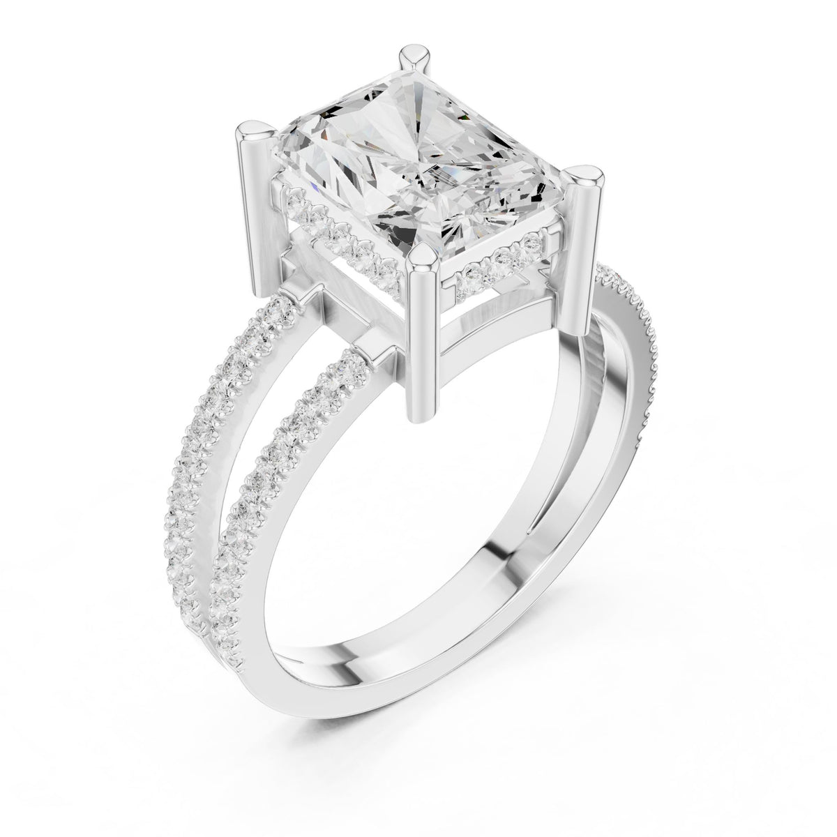 Radiant Accented Lab Grown Diamond Engagement Ring
