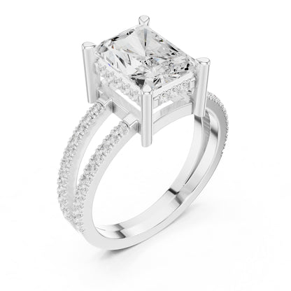 Radiant Accented Lab Grown Diamond Engagement Ring