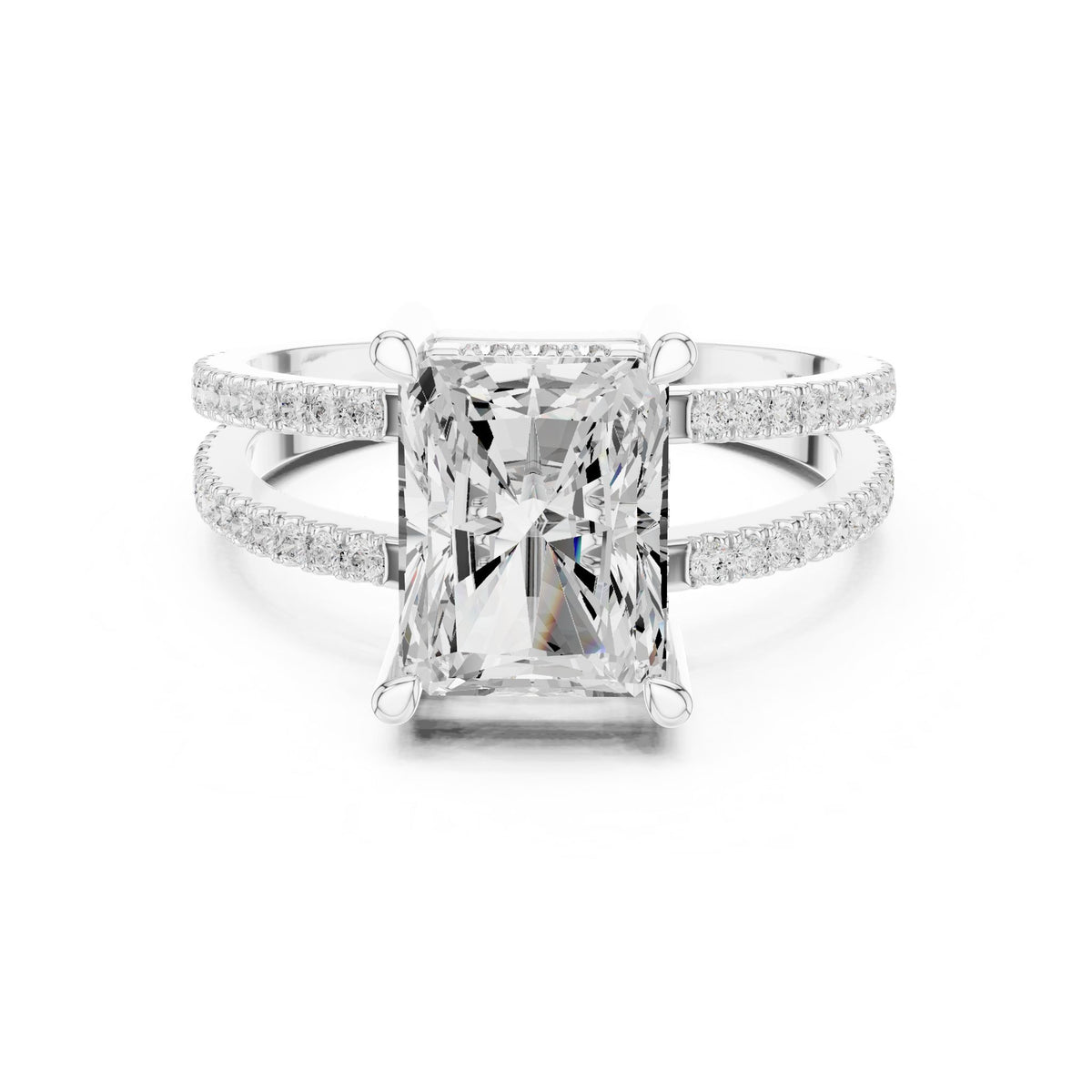 Radiant Accented Lab Grown Diamond Engagement Ring